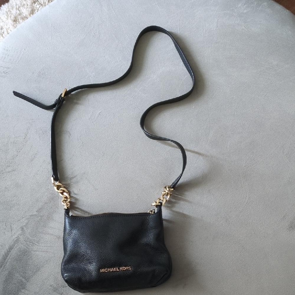 Michael Kors Black Crossbody Bag with Gold Accents